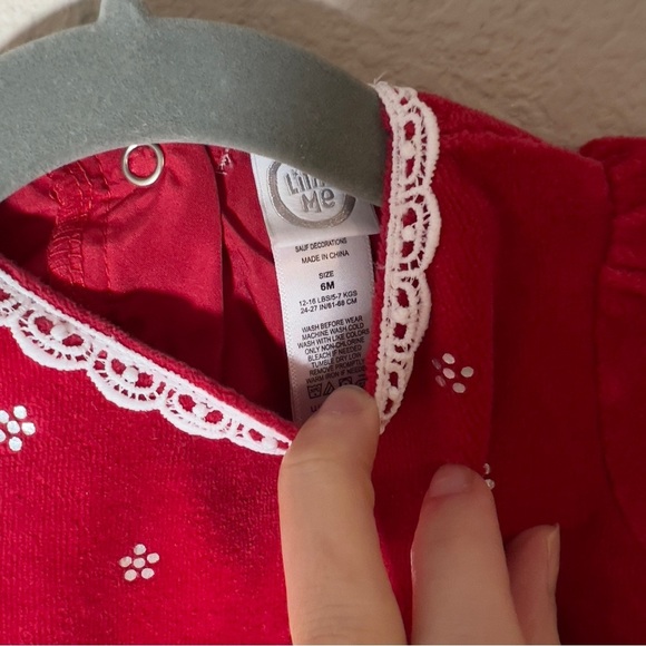 Little Me Red Velour Dress - Picture 3 of 4